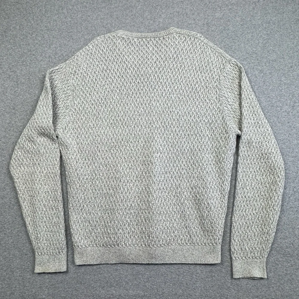 Hickey Freeman 3D Knit V Neck Sweater Mens XL Light Gray Cotton Casual Career‎